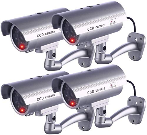 IDAODAN Dummy Security Camera, Fake Cameras CCTV Surveillance System with Realistic Simulated LEDs for Home Security +...