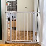 BalanceFrom Easy Walk-Thru Safety Gate for Doorways and Stairways with Auto-Close/Hold-Open Features, Multiple Sizes, White