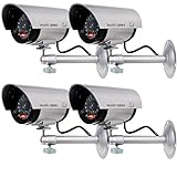 WALI Bullet Dummy Fake Surveillance Security CCTV Dome Camera Indoor Outdoor with 1 LED Light, Security Alert Sticker Decals...