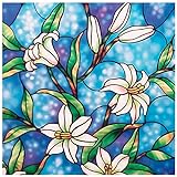 Coavas Window Film Stained Glass Privacy Decorative Window Covering Film for Home Church Office 17.7 x 118 Inches