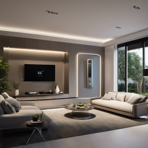 An image showcasing a sleek, contemporary home security system