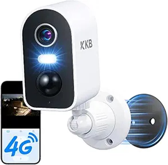 KKB 4G LTE Cellular Security Camera with AI Detection